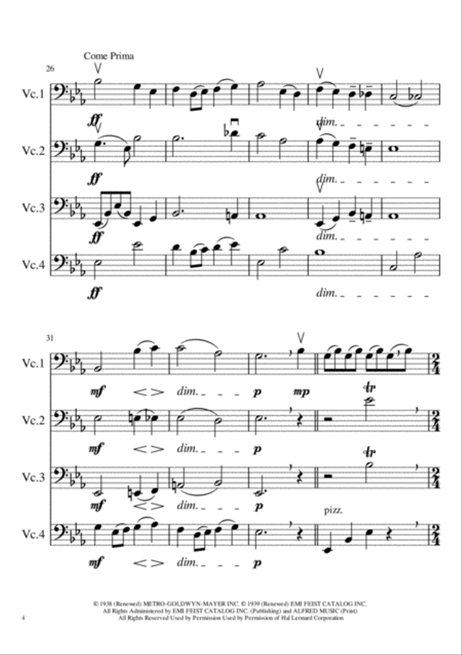 Over The Rainbow (from The Wizard Of Oz) Cello Solo scores gallery preview page 4