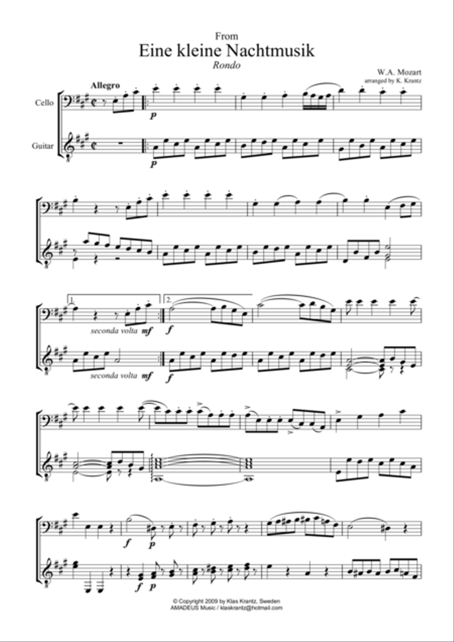 Rondo and Romance (abridged) for cello and guitar String Duet scores gallery preview page 1
