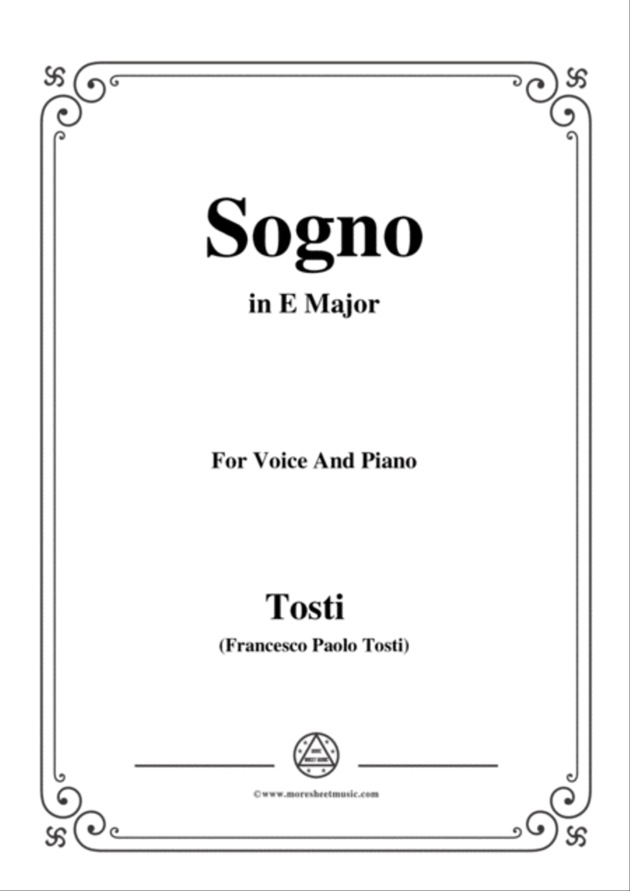 Tosti-Sogno in E Major,for Voice and Piano Voice Solo scores gallery preview page 1