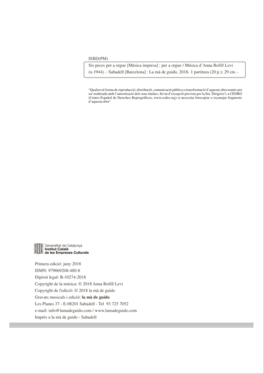Sis peces per a orgue Organ Solo scores gallery preview page 4