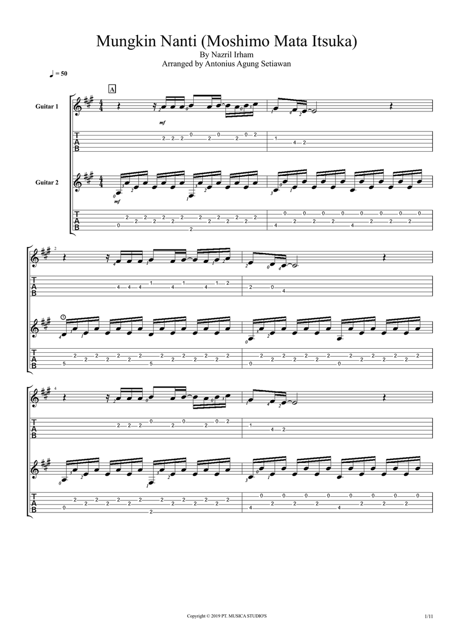Mungkin Nanti Guitar Tablature scores gallery preview page 1