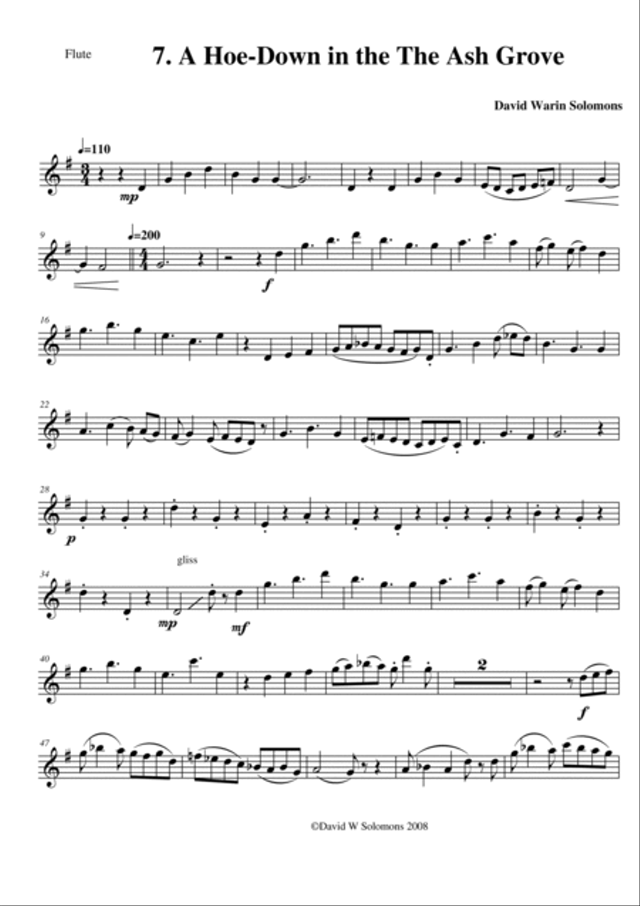 Hoe Down in the Ash Grove (flute and guitar) Flute scores gallery preview page 4