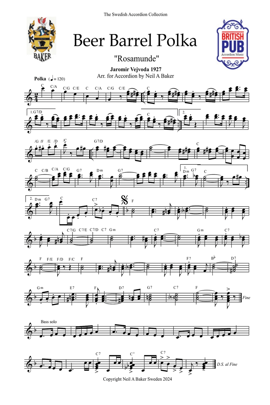 Beer Barrel Polka Accordion scores gallery preview page 1