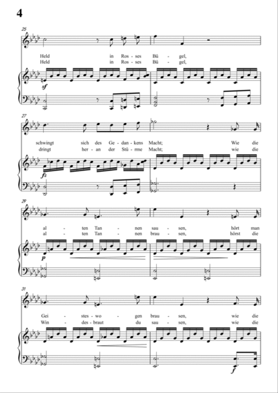 Schubert-Waldes-Nacht in bA for Vocal and Piano Voice scores gallery preview page 5