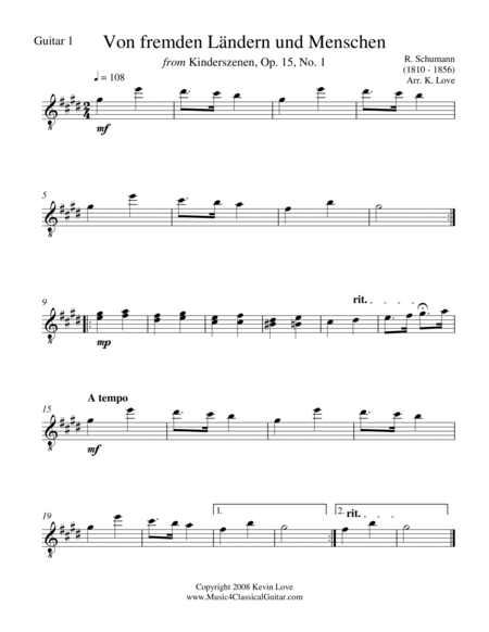 Von fremden Landern und Menschen (Guitar Trio) - Score and Parts image number null