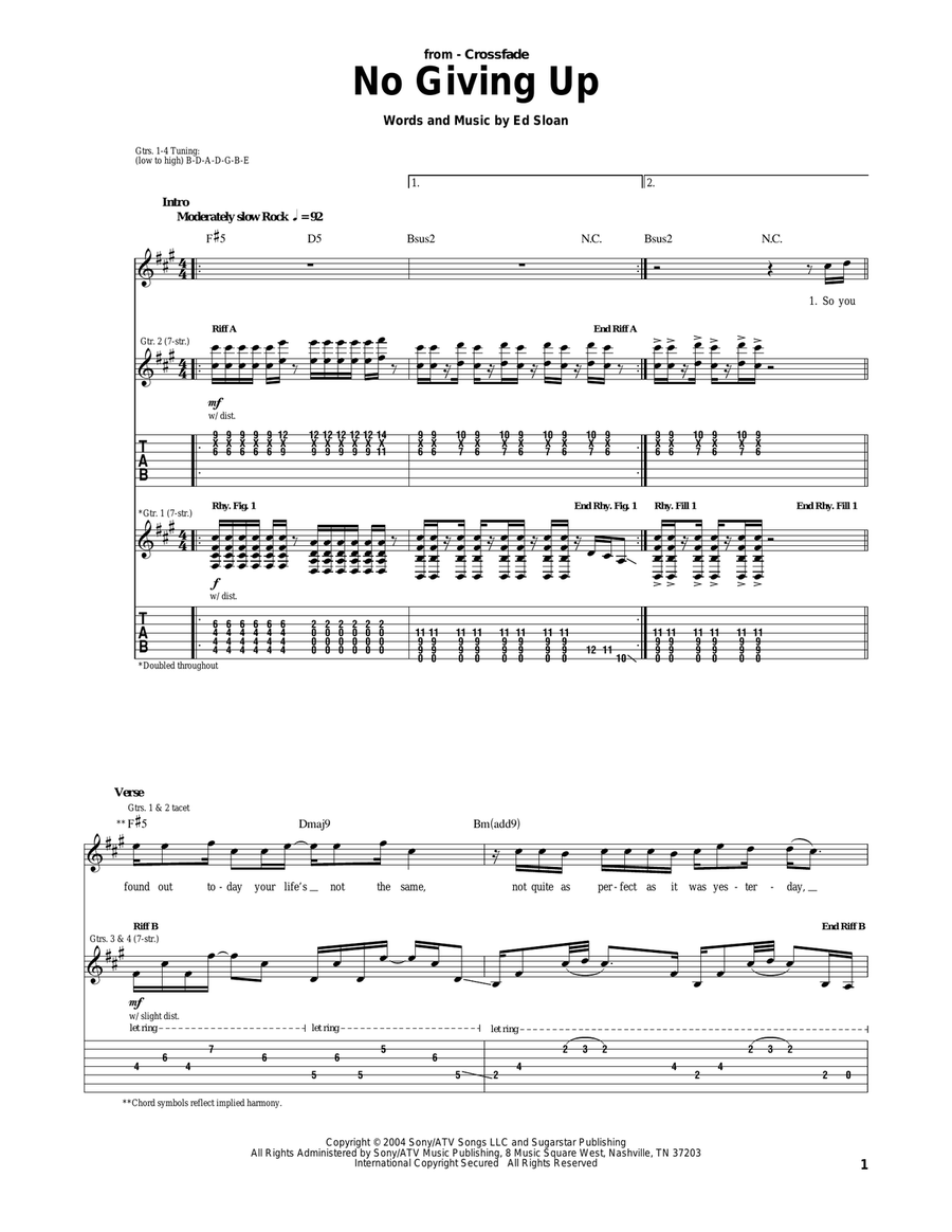 No Giving Up Acoustic Guitar scores gallery preview page 1