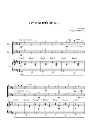 Gymnopédie no 1 | Trombone Duet | Original Key | Chords | Piano accompaniment |Easy intermediate