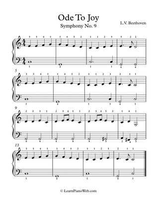 Ode To Joy: Symphony No. 9, L.V. Beethoven - Easy Piano