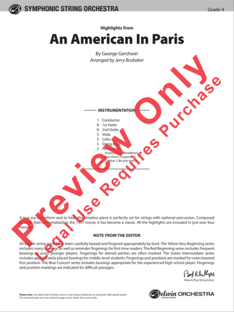An American in Paris, Highlights from String Orchestra scores gallery preview page 2