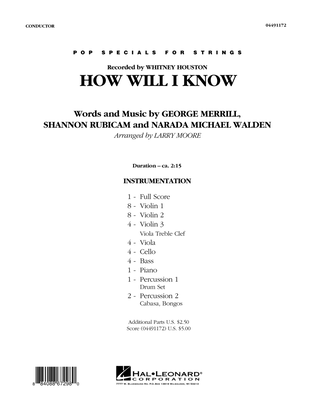 Book cover for How Will I Know - Full Score