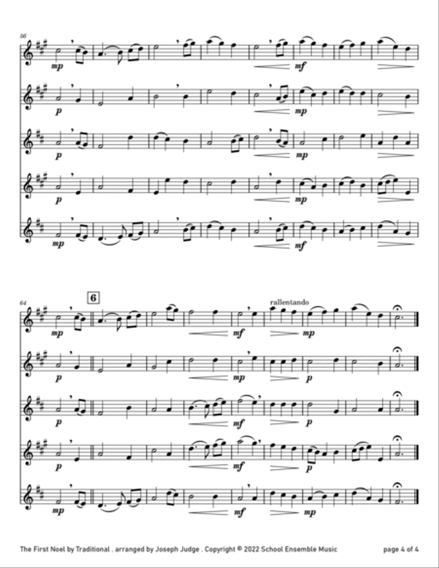 The First Noel for Saxophone Quartet in Schools Saxophone Quartet scores gallery preview page 4
