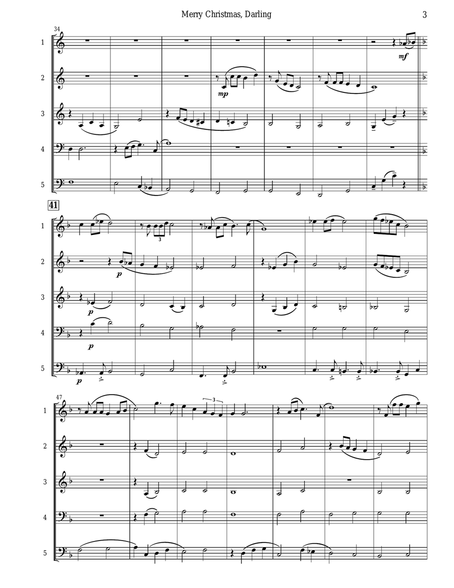 Merry Christmas, Darling Brass Ensemble scores gallery preview page 4