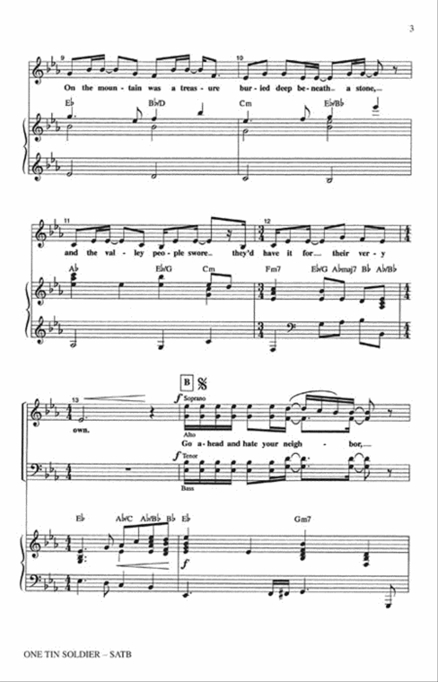 One Tin Soldier One Tin Soldier 4-Part scores gallery preview page 3