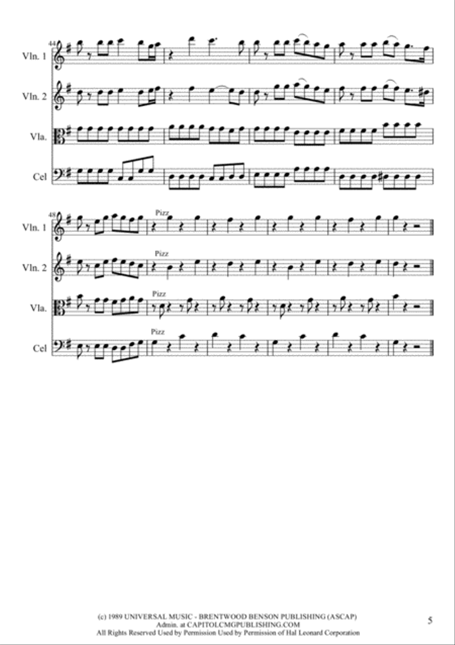 Lord, I Lift Your Name On High String Quartet scores gallery preview page 5