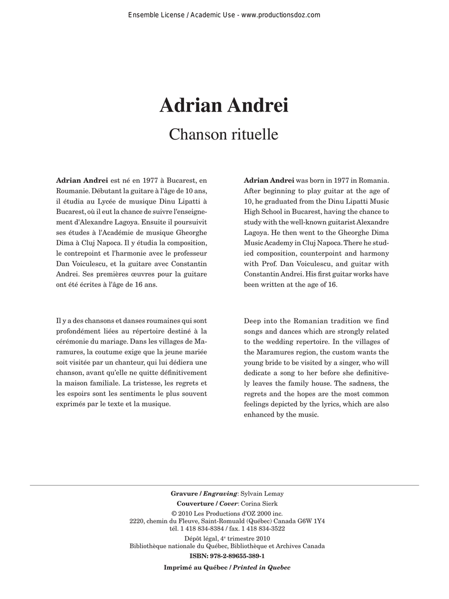 Chanson rituelle Classical Guitar scores gallery preview page 1