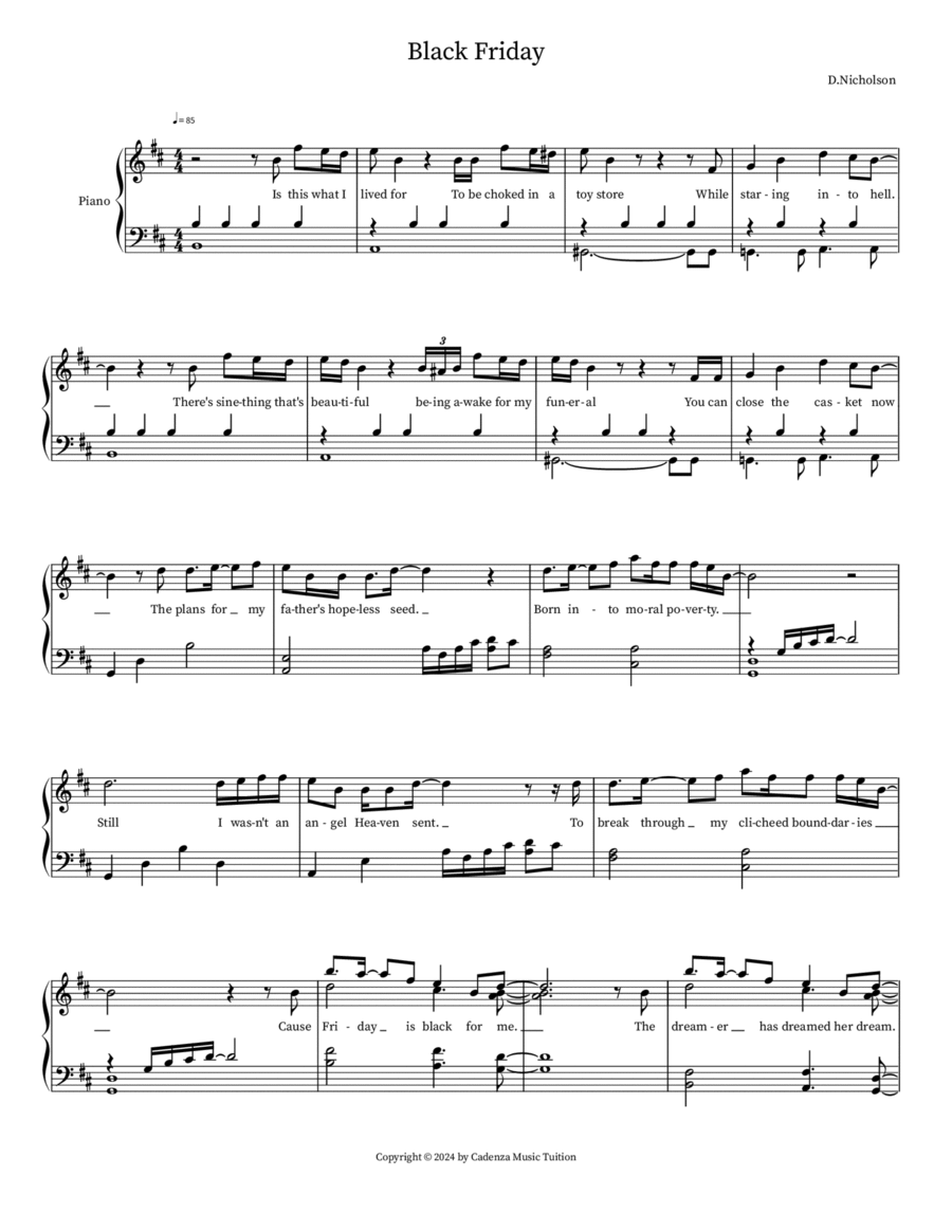Black Friday Piano Solo scores gallery preview page 1