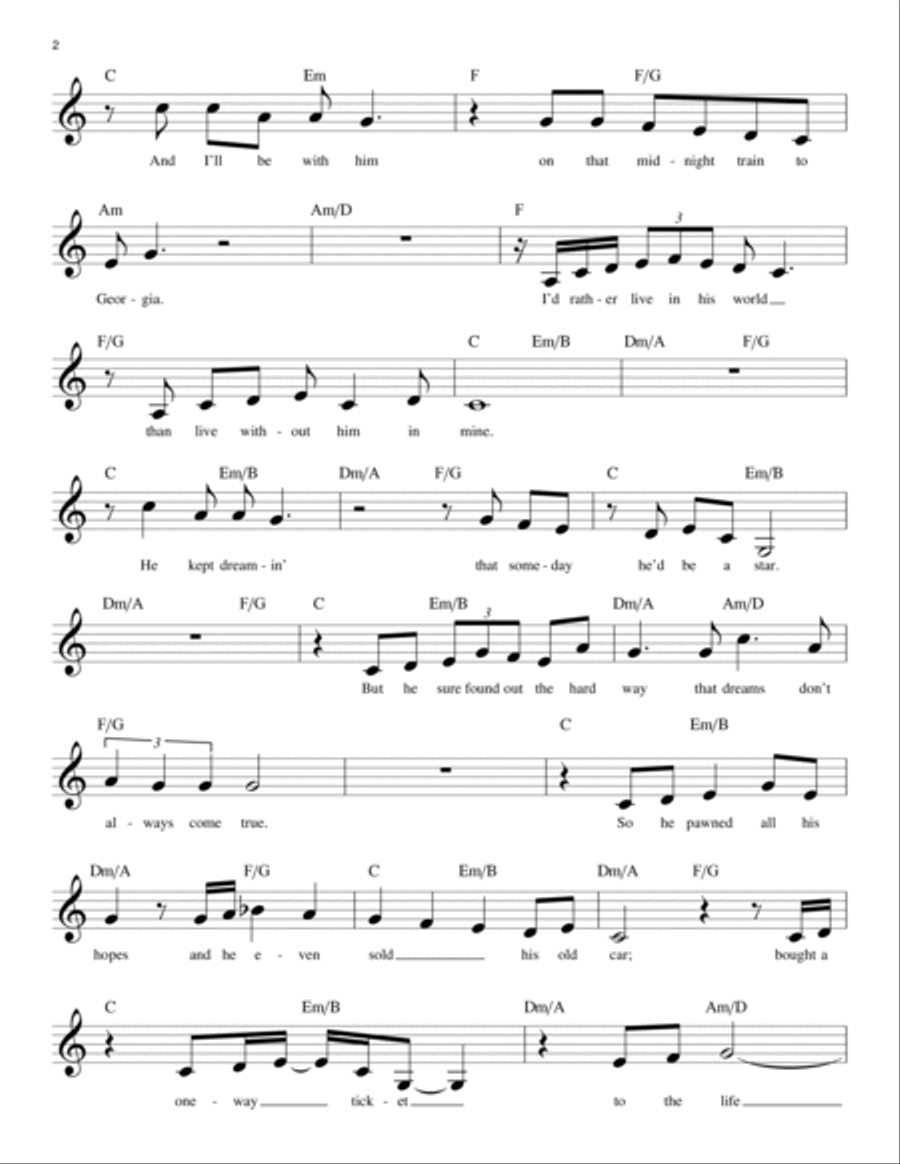 Midnight Train To Georgia Piano scores gallery preview page 2