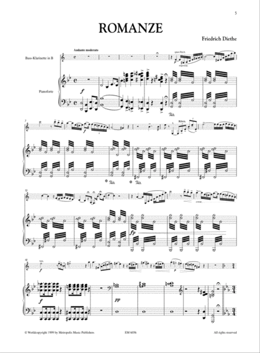 Romanze for Bass Clarinet and Piano Bass Clarinet scores gallery preview page 2