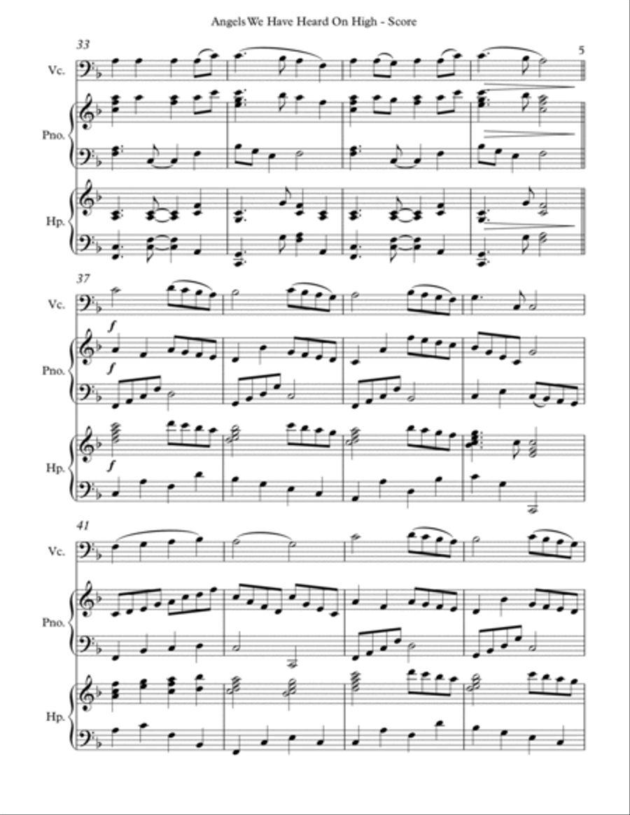 Angels We Have Heard On High, Trio for Cello, Harp and Piano image number null