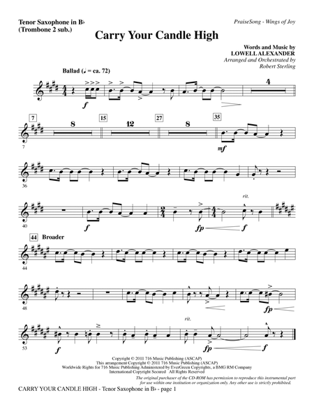 Carry Your Candle High - Tenor Sax (sub. Tbn 2)