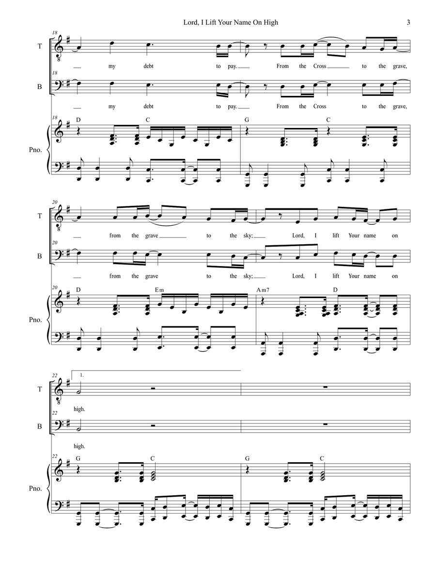 Lord, I Lift Your Name On High Vocal Duet scores gallery preview page 3