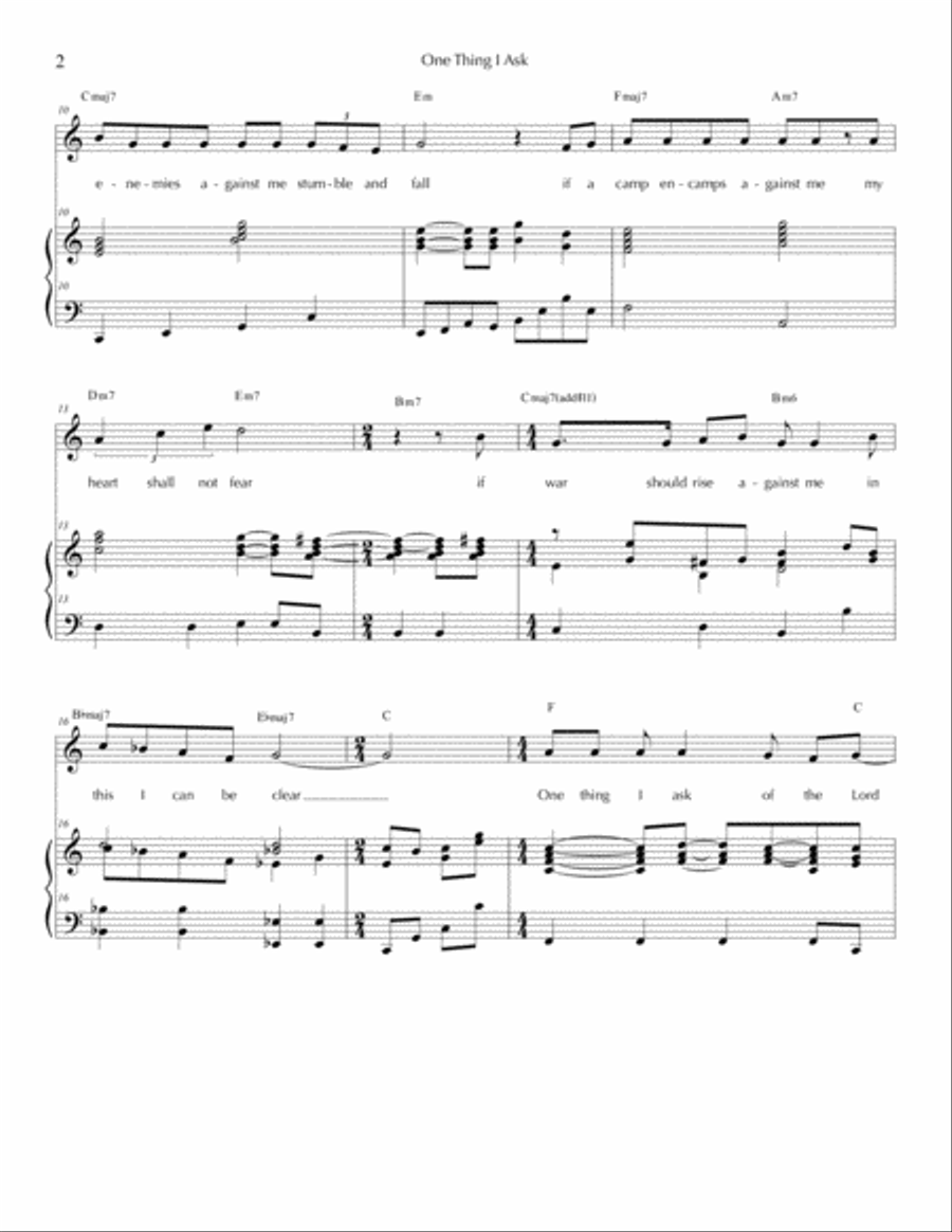 One Thing I Ask - Psalm 27 Piano, Vocal, Guitar scores gallery preview page 2