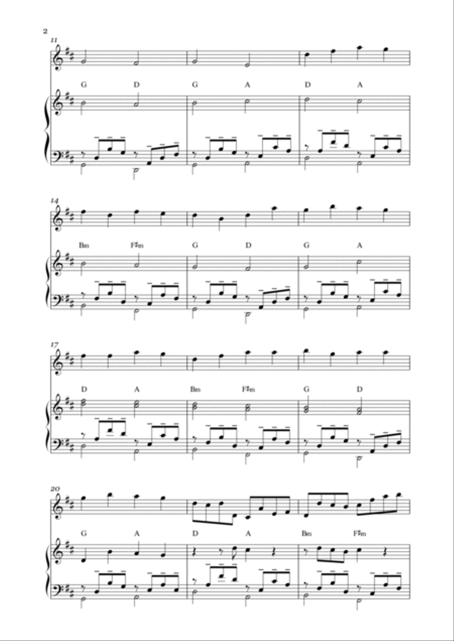 Canon in D for Violin and Guitar - Very Easy Guitar Chords String Duet scores gallery preview page 2