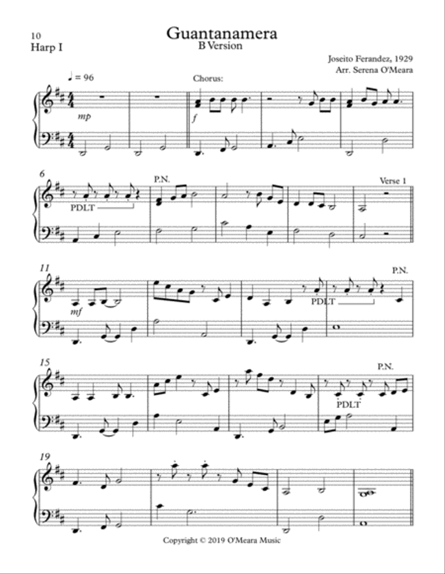 Guantanamera Celtic Harp scores gallery preview page 2