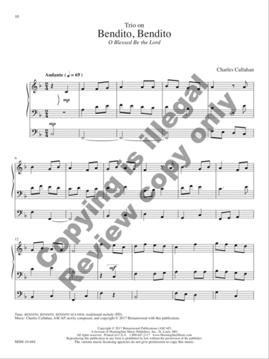 Cantad al Señor: 12 Spanish and Latin American Hymn Settings for Organ Organ Solo scores gallery preview page 6