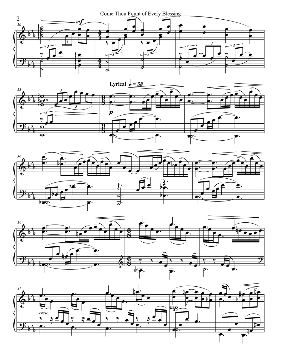 Come Thou Fount of Every Blessing Piano Solo scores gallery preview page 2