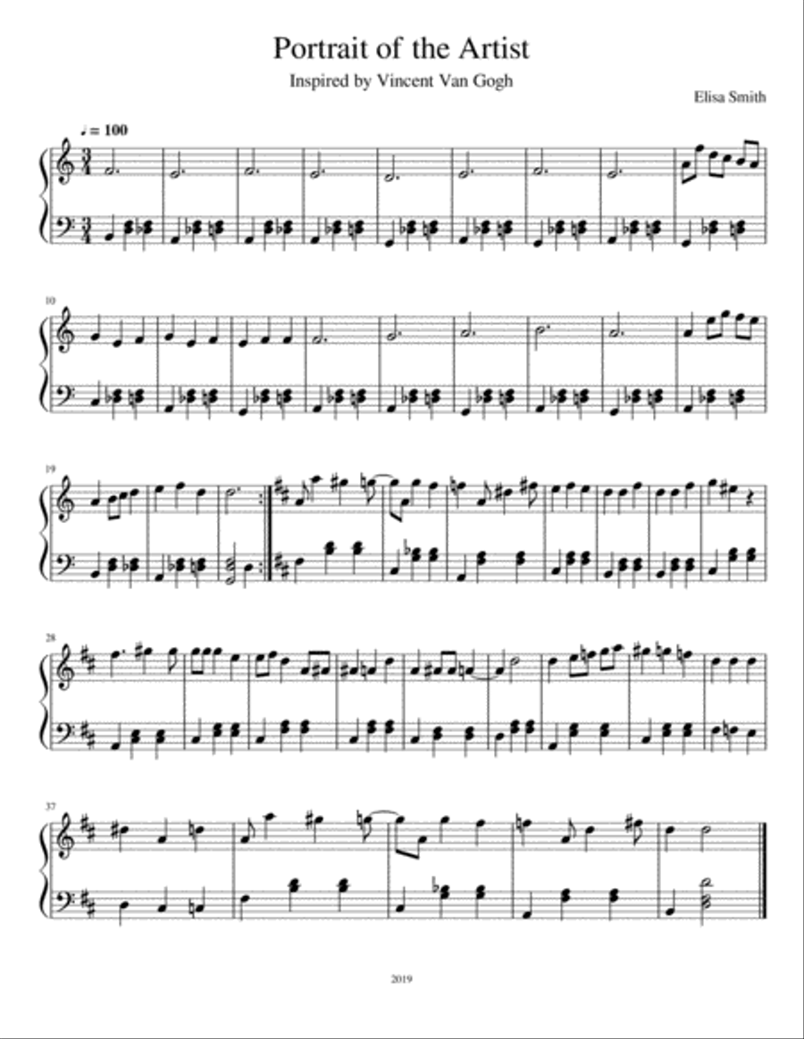 Portrait of the Artist Piano Solo scores gallery preview page 1