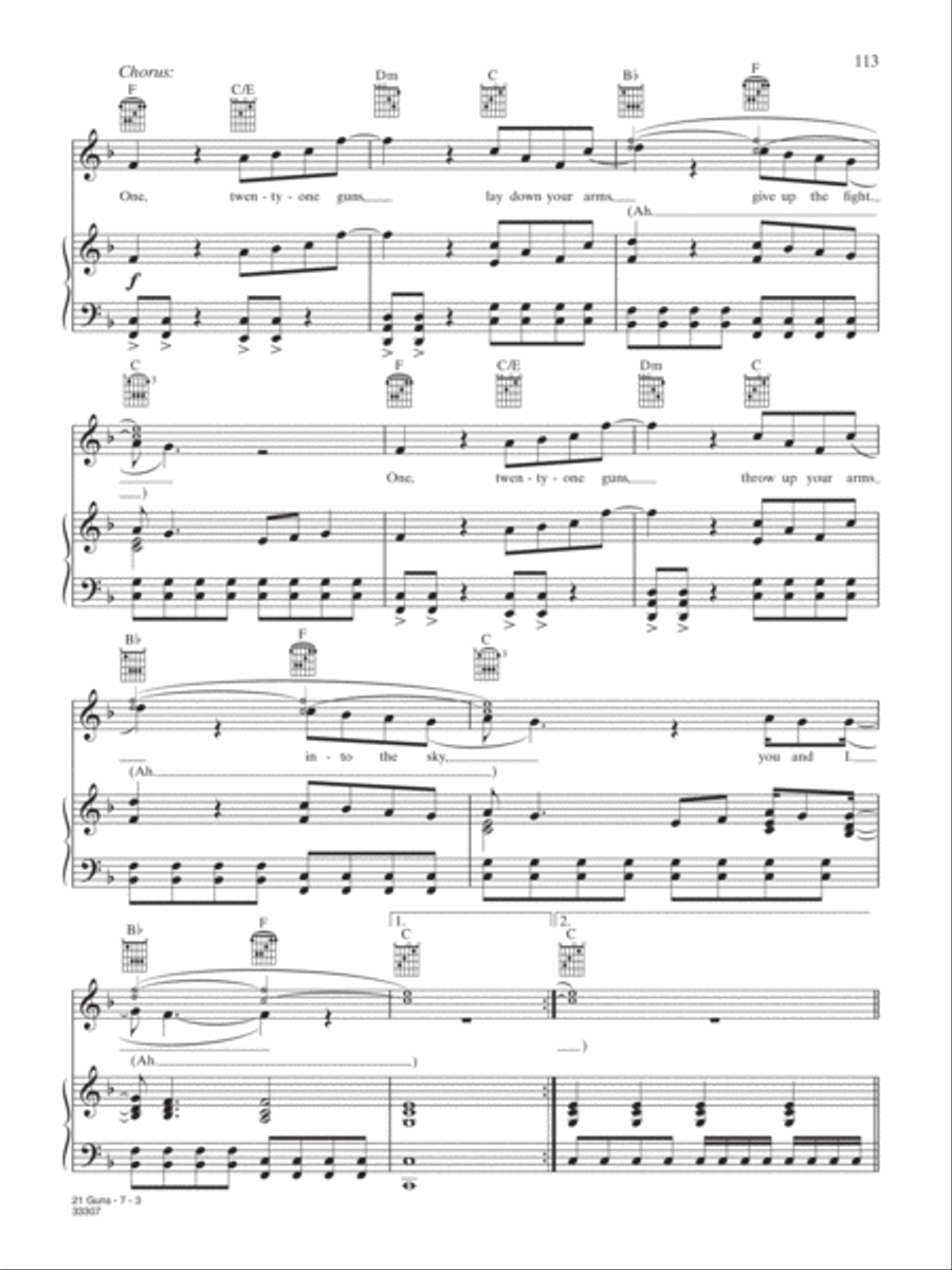21 Guns Piano, Vocal, Guitar scores gallery preview page 3