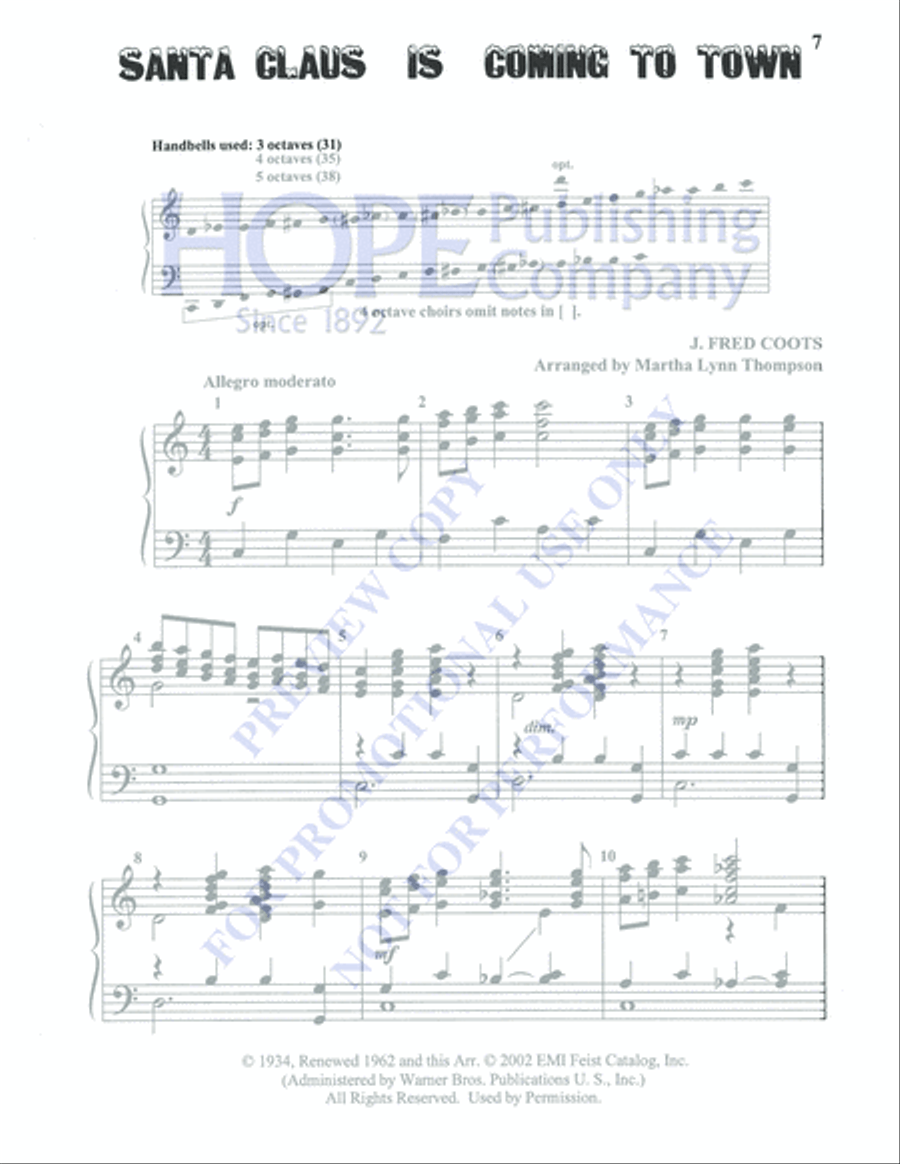 Holiday Favorites for Handbells 5-Octaves scores gallery preview page 9
