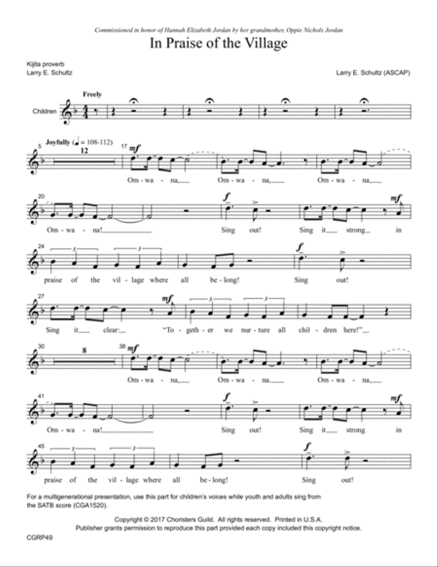 In Praise of the Village Children's Choir Reproducible Instrumental Parts 4-Part scores gallery preview page 2