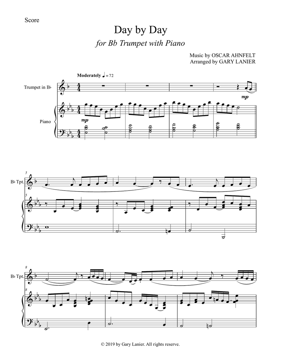 DAY BY DAY (Bb Trumpet with Piano - Score & Part included) B-Flat Trumpet scores gallery preview page 2