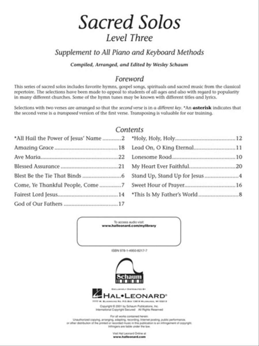Sacred Solos – Level Three Piano Method scores gallery preview page 2