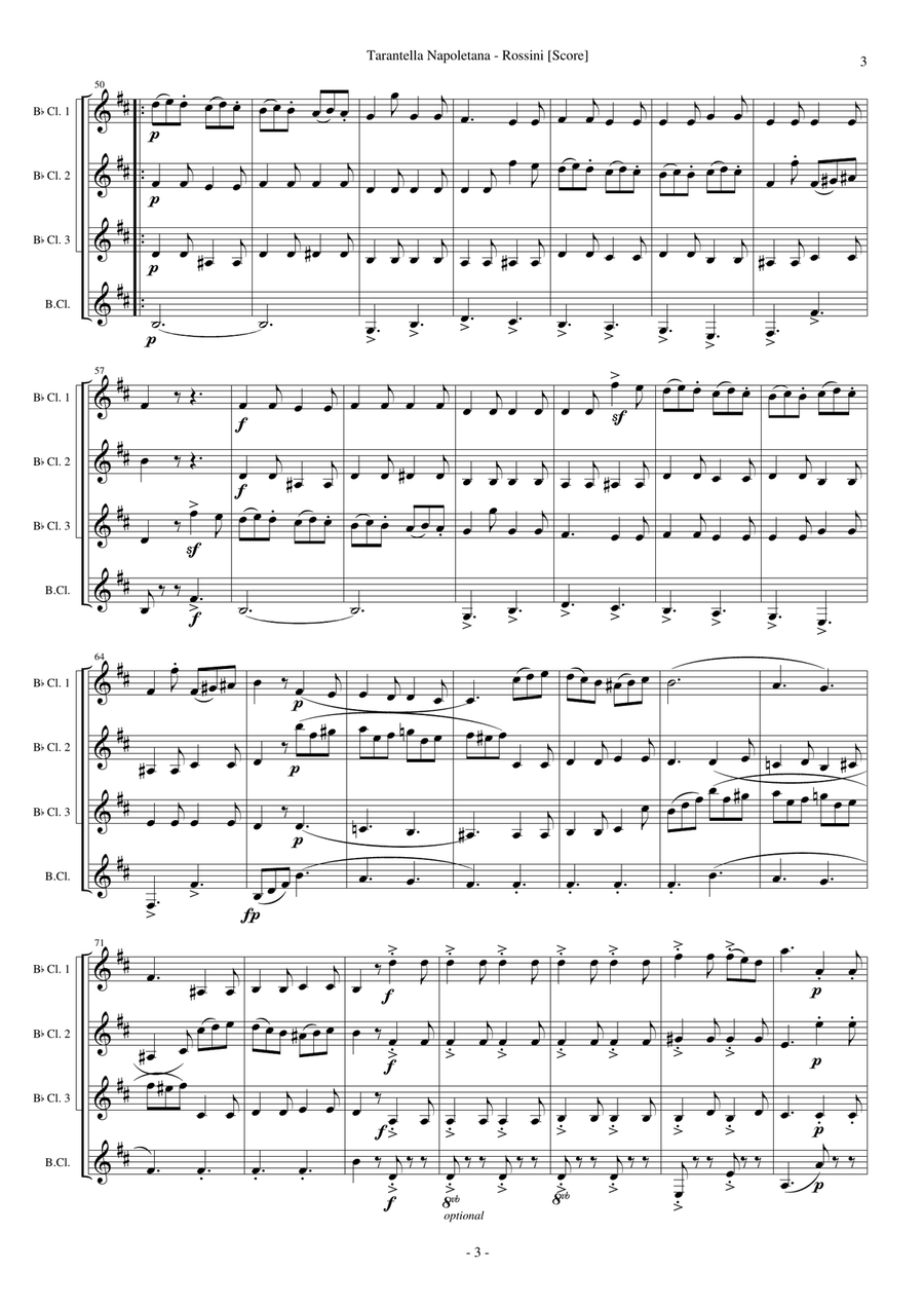 Tarantella Napoletana, La Danza (Clarinet Quartet) Clarinet Quartet scores gallery preview page 3