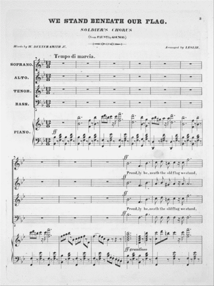 We Stand Beneath Our Flag. Soldiers Chorus 4-Part scores gallery preview page 2