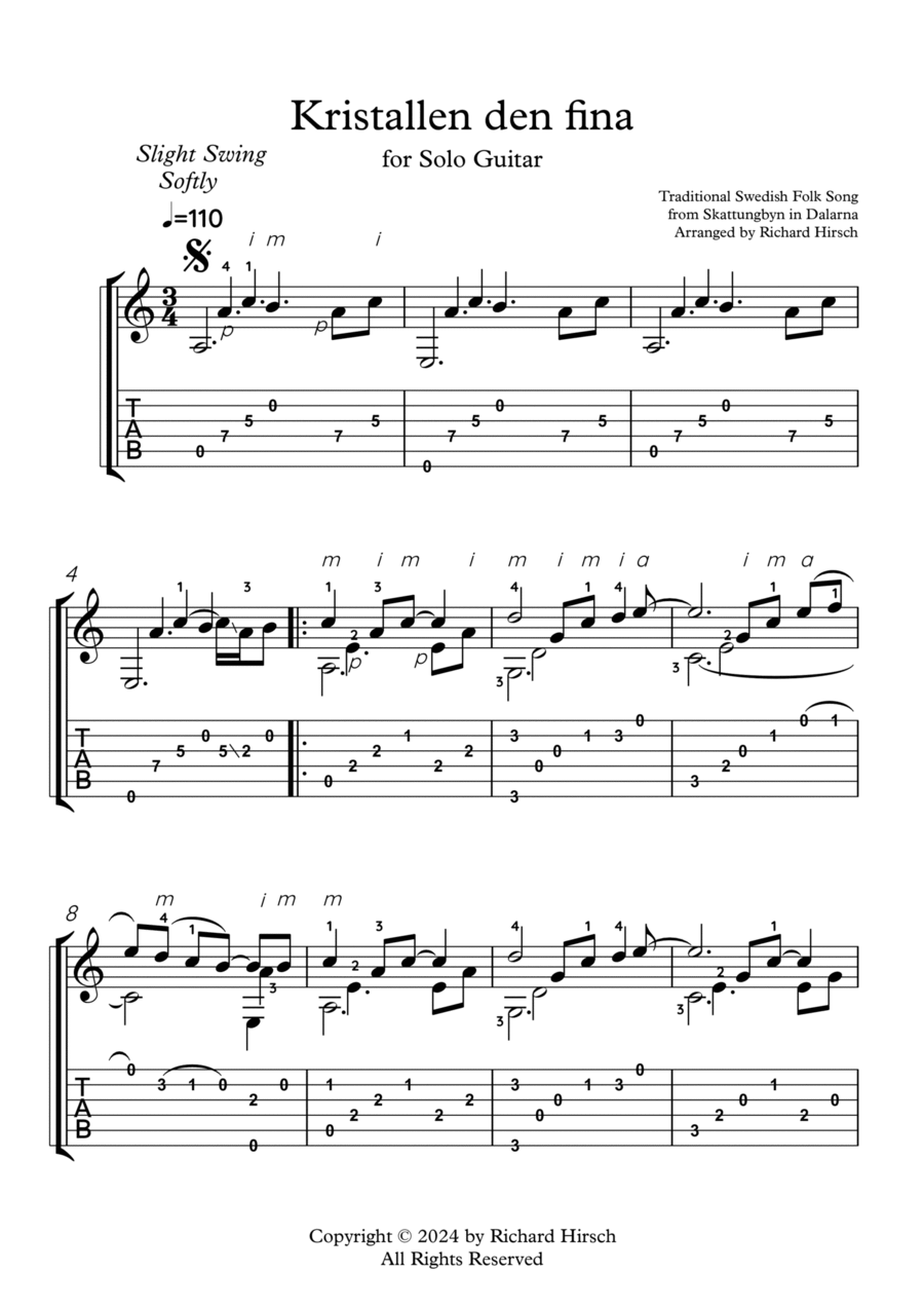 Kristallen den fina Acoustic Guitar scores gallery preview page 1
