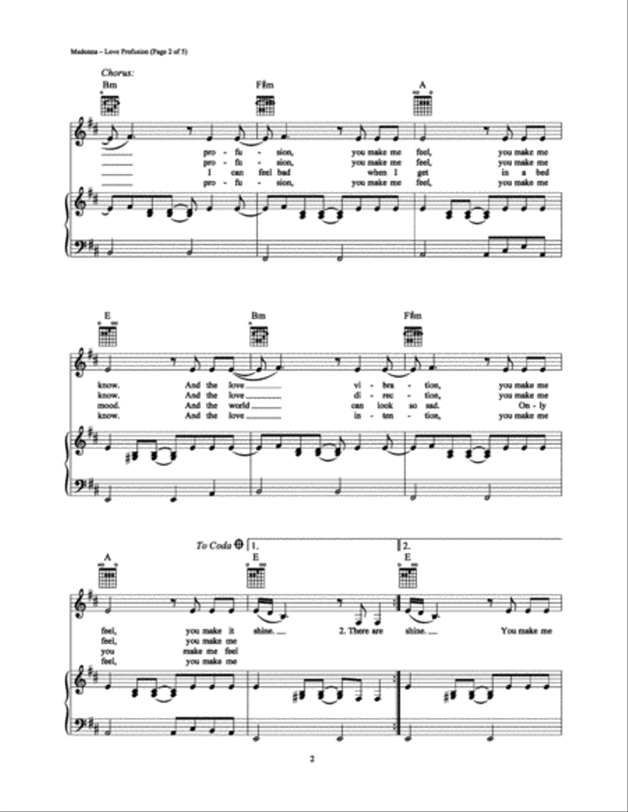 Love Profusion Piano, Vocal, Guitar scores gallery preview page 2