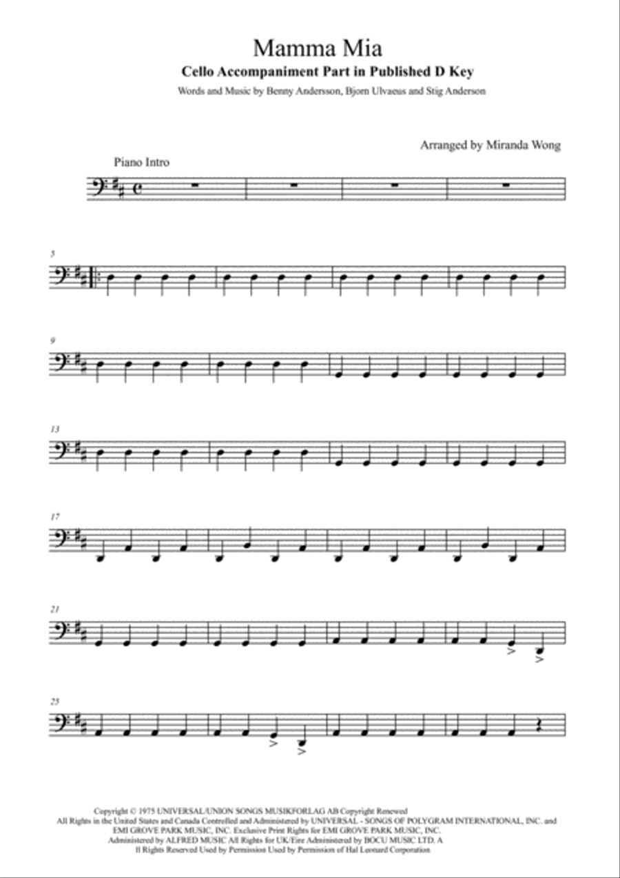 Mamma Mia Mamma Mia Piano Trio scores gallery preview page 4