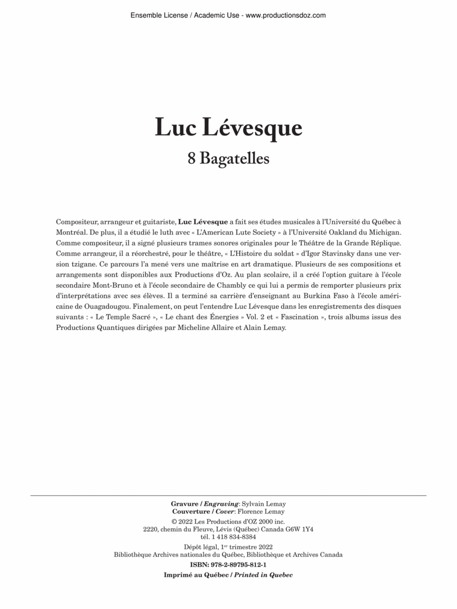 8 Bagatelles 8 Bagatelles Guitar Ensemble scores gallery preview page 1