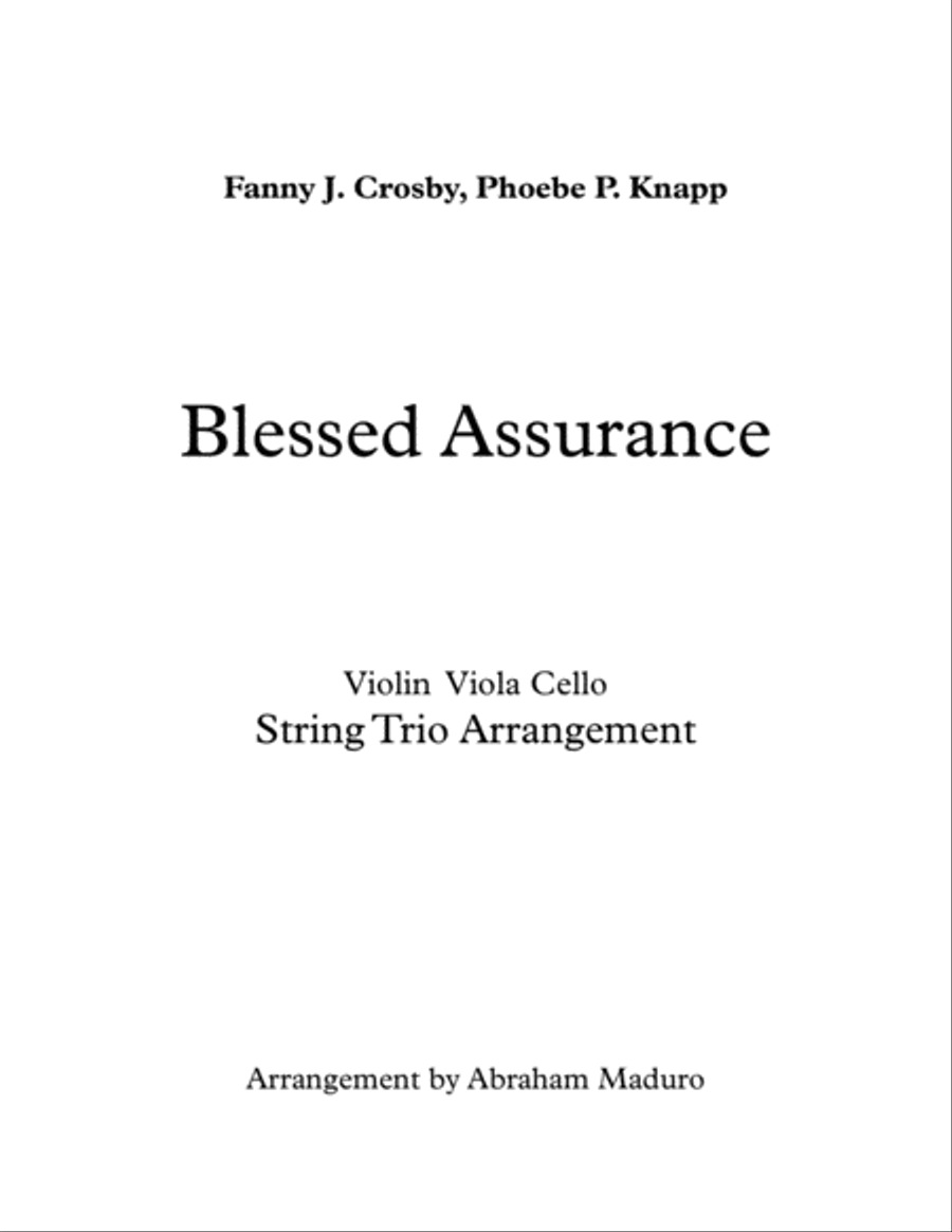 Blessed Assurance Violin Viola and Cello Trio-Two Tonalities Included String Trio scores gallery preview page 1