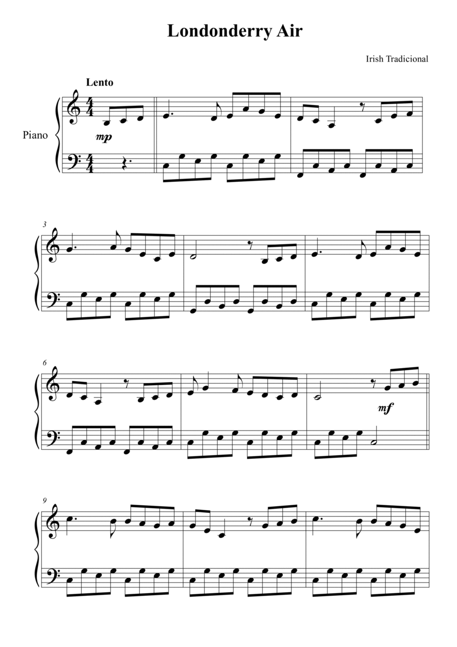 Londonderry Air Easy Piano scores gallery preview page 1