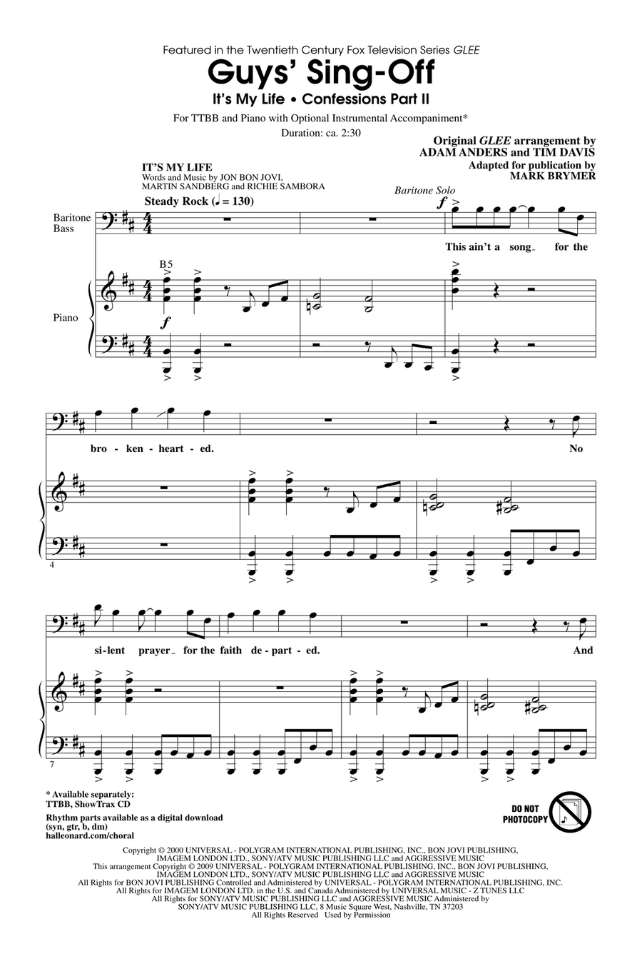 Guys' Sing-Off (from Glee) TTBB scores gallery preview page 1