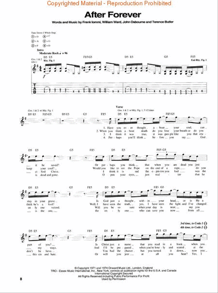 Black Sabbath – Master of Reality Electric Guitar scores gallery preview page 3