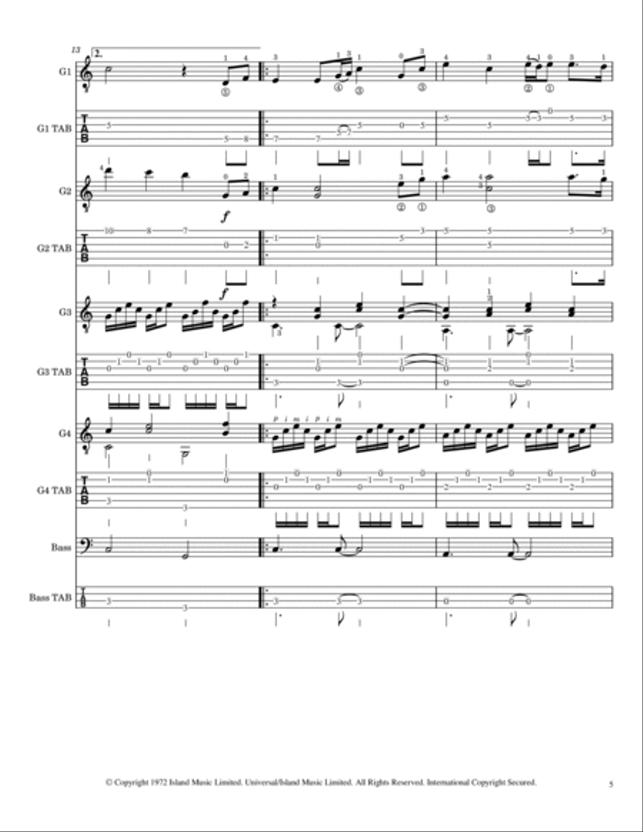 Sailing Guitar Tablature scores gallery preview page 6