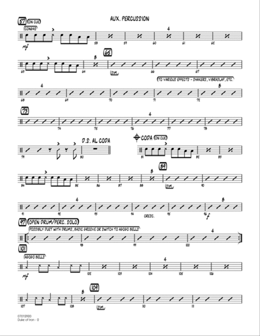 Duke Of Iron - Aux Percussion Percussion scores gallery preview page 2