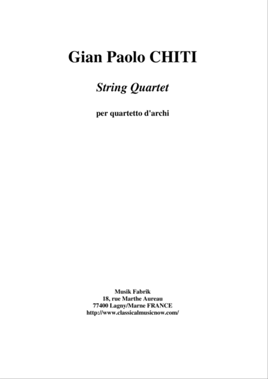 Gian Paolo Chiti : Quartetto per Archi, study score String Quartet scores gallery preview page 1