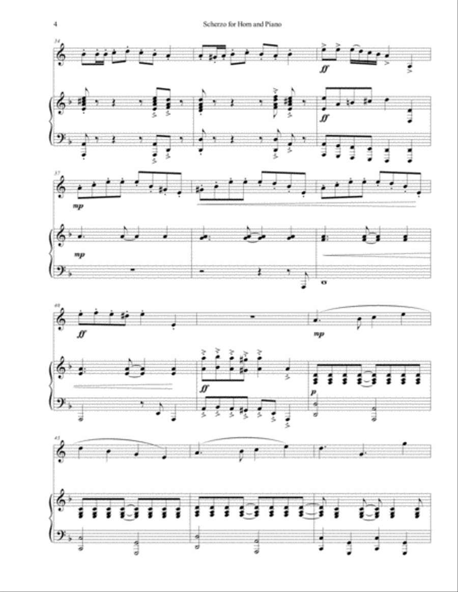 Scherzo for Horn and Piano Horn scores gallery preview page 4